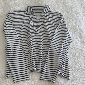 Frank & Eileen Popover Henley Navy Stripe  - Size M